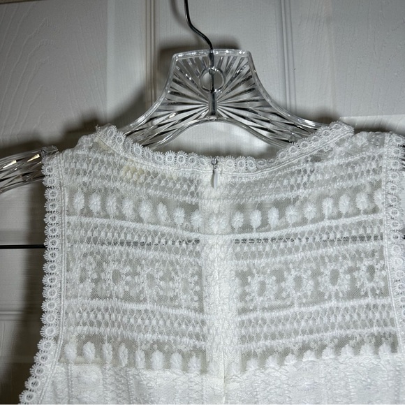 Miami White Lace Scoop Neck Sleevless Ruffle Hem Midi Dress Small - Picture 9 of 11